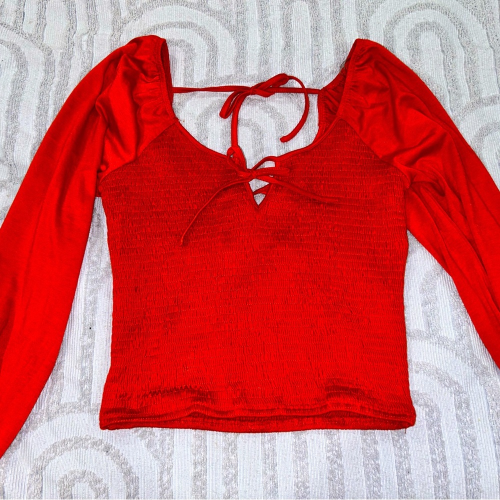 Long sleeve tie up top